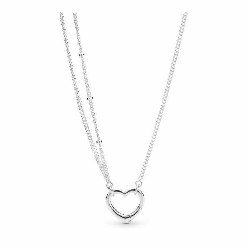 Pandora Open Heart Necklace - Sterling Silver - Canada | OQ4823YE